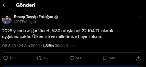 Erdoğan Asgari Ücret