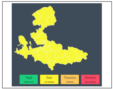 İzmir Için Sarı Kodlu Uyarı
