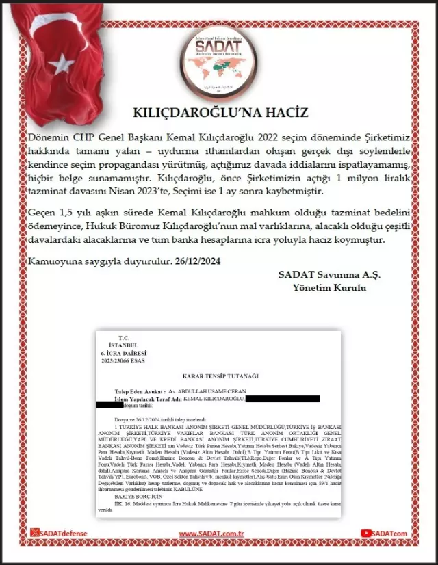 Kılıçdaroğluna Haciz