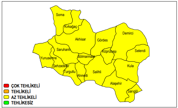 Manisa Için Sarı Kod Uyarısı