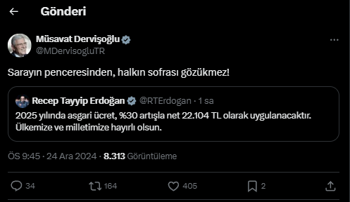 Müsavat Dervişoğlu Asgari Ücret