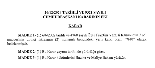 Yerlilik oranı yüzde 20'den yüzde 40'a çıkartıldı