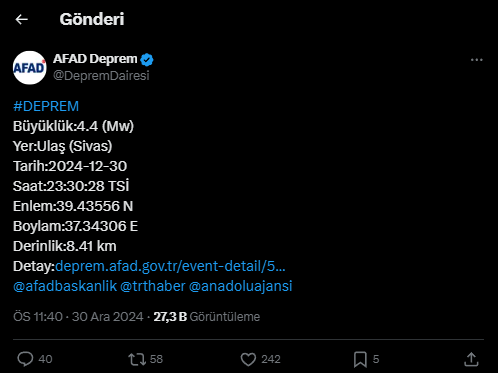 Sivas Deprem Son Dakika