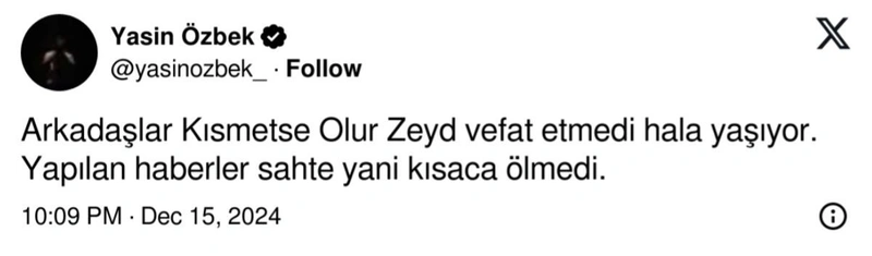 Eski yarışmacı Yasin Özbek’ten açıklama