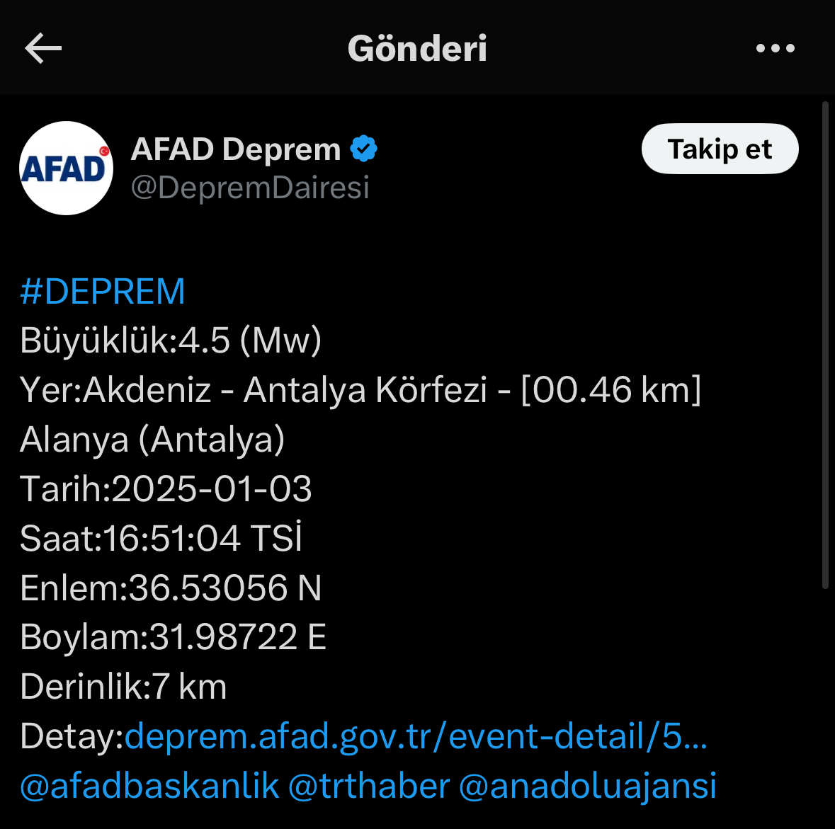 Afad Deprem