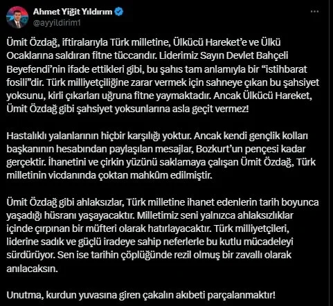 Ahmet Yiğit Yıldırım Ümit Özdağ Paylaşımı