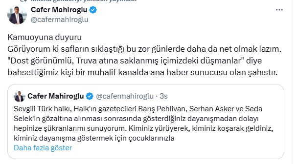 Mahiroğlu açıklama