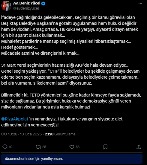 Deniz Yücelin Sosyal Medya Paylaşımı