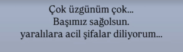 Hazal Kaya: Çok üzgünüm çok... Başımız sağ olsun. Yaralılara acil şifalar diliyorum.