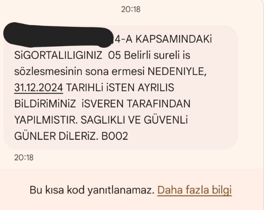 İşçilere işten çıkarıldınız mesajı gönderildi.