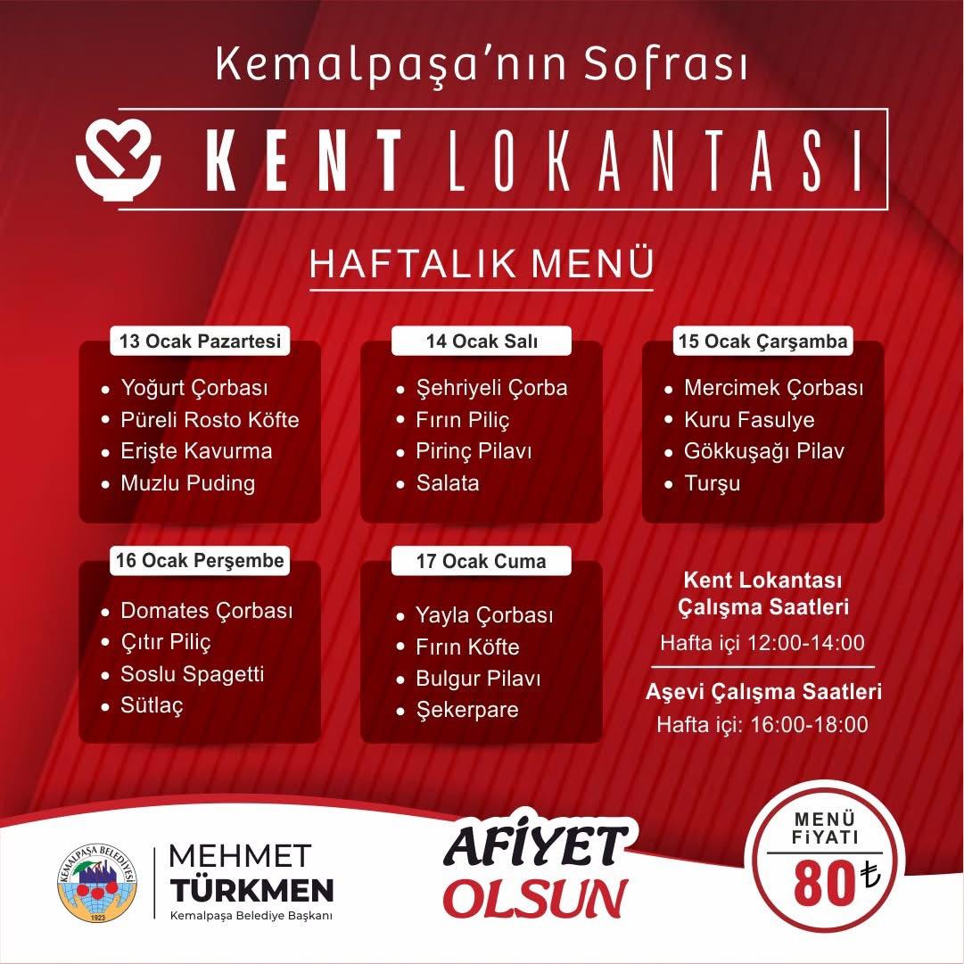 Kemalpaşa Kent Lokantası Menü