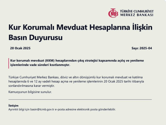 TCMB'den KKM duyurusu