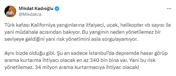 Prof. Dr. Mikdat Kadıoğlu uyarı