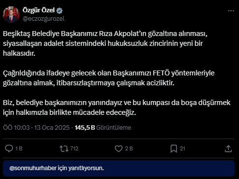 Özgür Özelin Sosyal Medya Paylaşımı