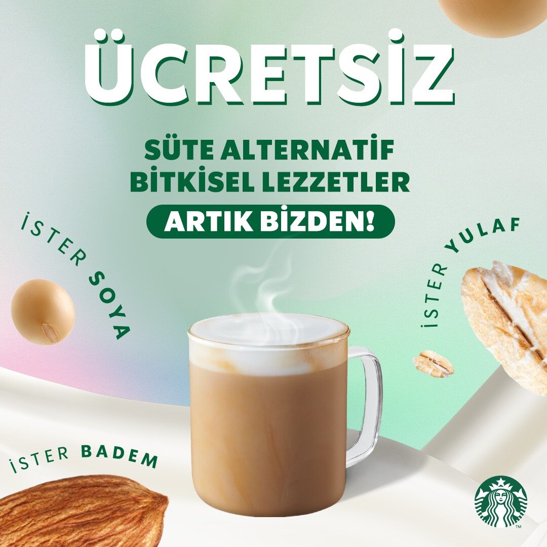 starbucks bitkisel süt ücretsiz