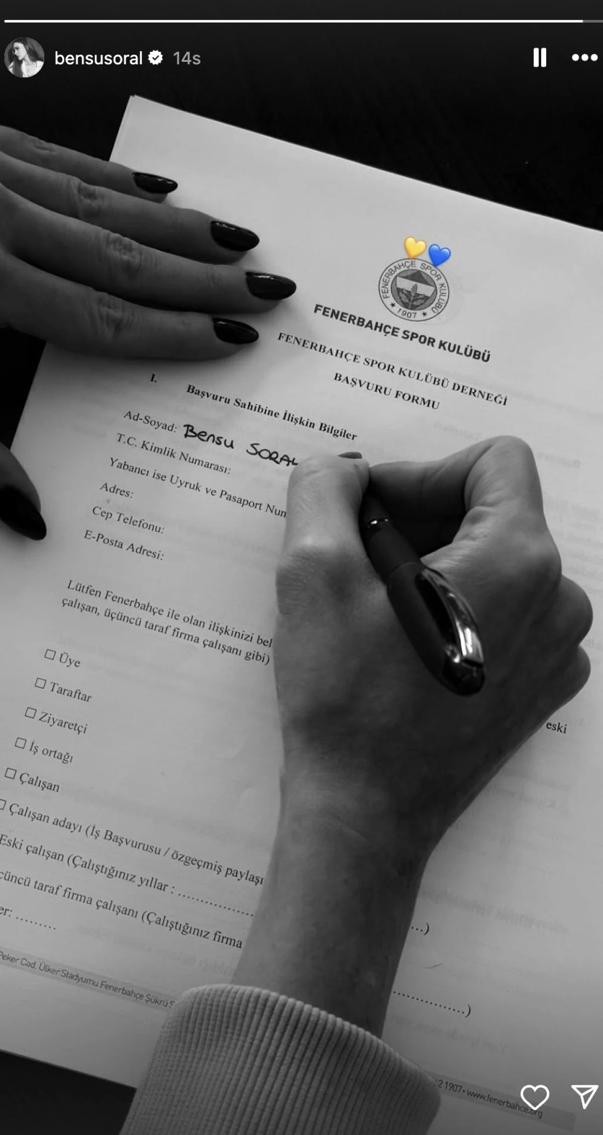 Başvuru Formunu Doldurdu