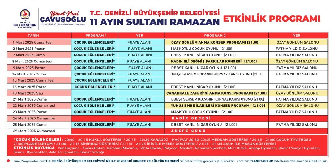 Denizli ramazan programı