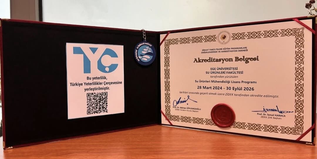 Ege Üniversitesi Su Ürünleri Fakültesi Akreditasyon Belgesi