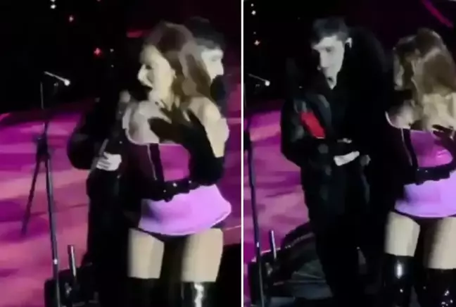 Hayranı sahneye fırladı