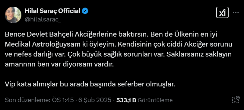 Devlet Bahçeli hakkında çarpıcı sağlık yorumları