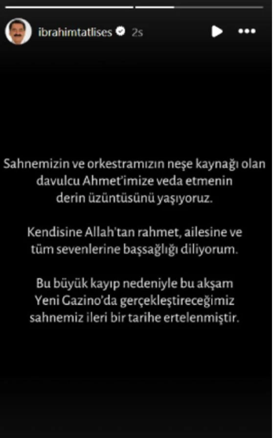 Tatlıses acı kaybını duyurdu