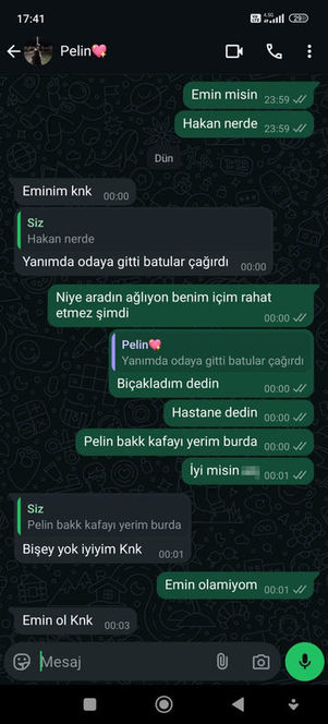 Ancak, arkadaşının "Bıçakladım dedin." uyarısına verdiği yanıtlarda, "Yok öyle bir şey, iyiyiz." diyerek cinayetle ilgili şüpheli ifadeler kullandı. Görüşmelerde Pelin Üçtepe, olayın gerçeğini gizlemeye çalıştı.