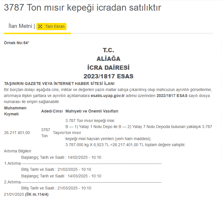 Mısır Kepeği Icra