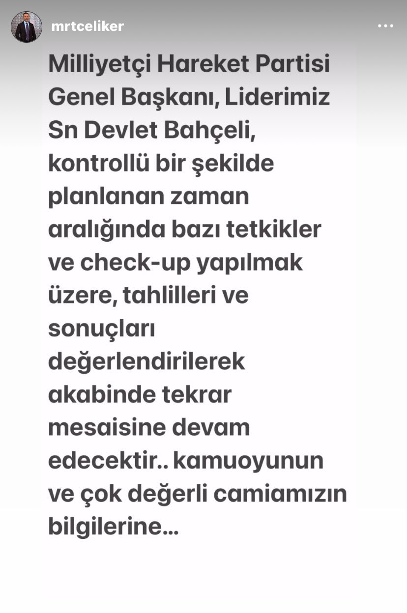 Murat Çeliker Devlet Bahçeli Sağlık Durumu
