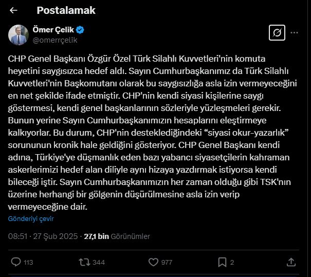 Ömer Çelik Açıklama