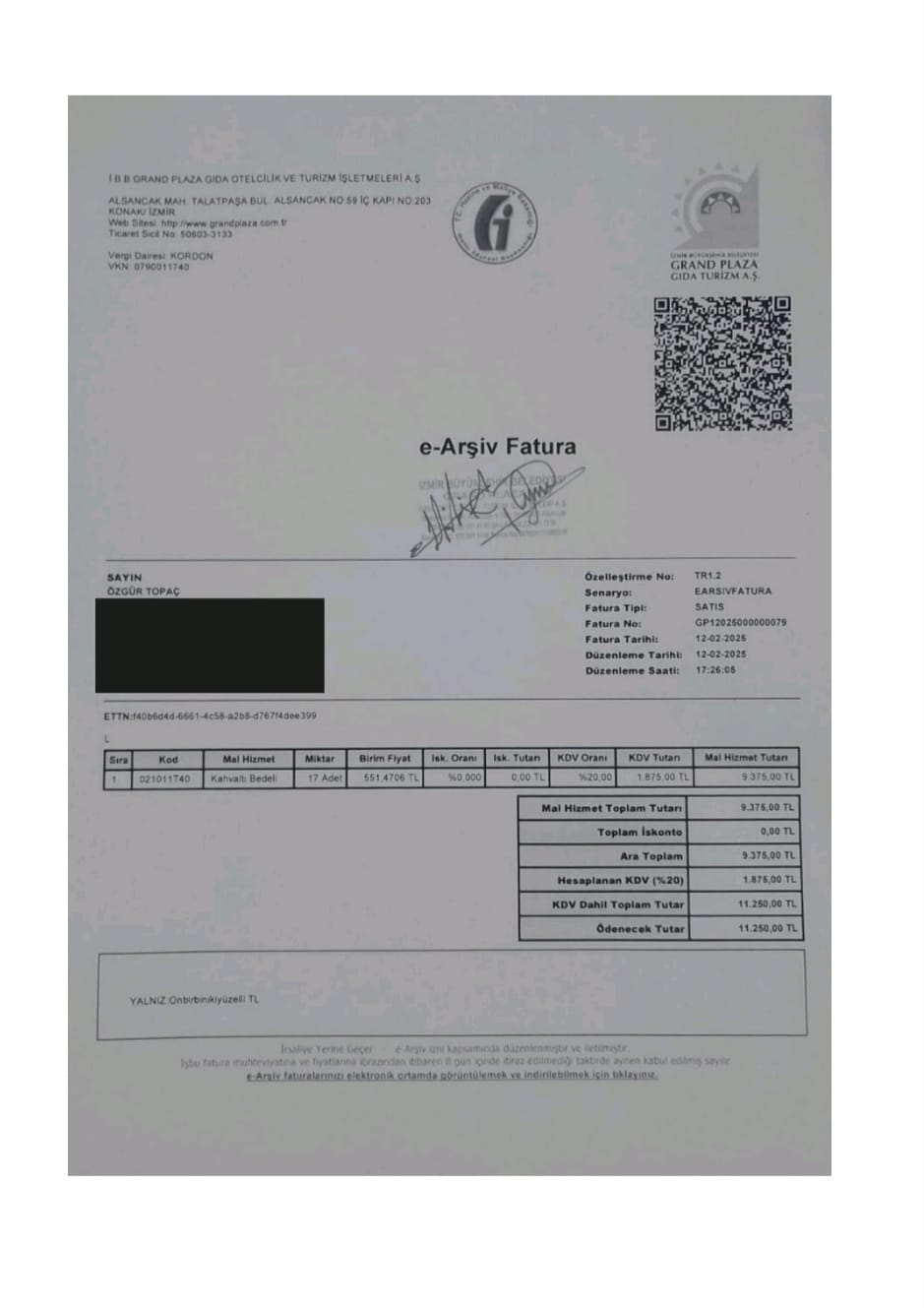 Özgür Topaç Fatura