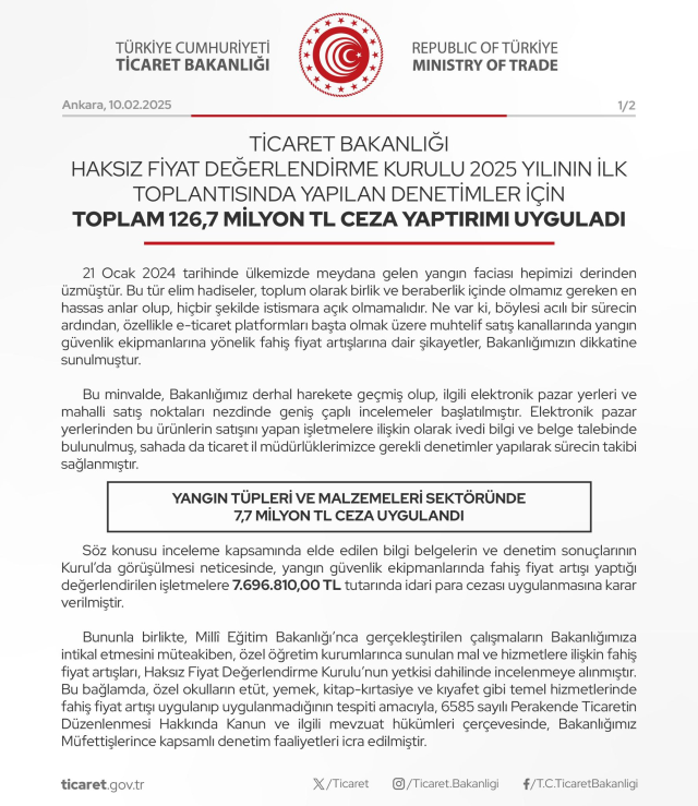 Ticaret Bakanlığı Açıklama-2