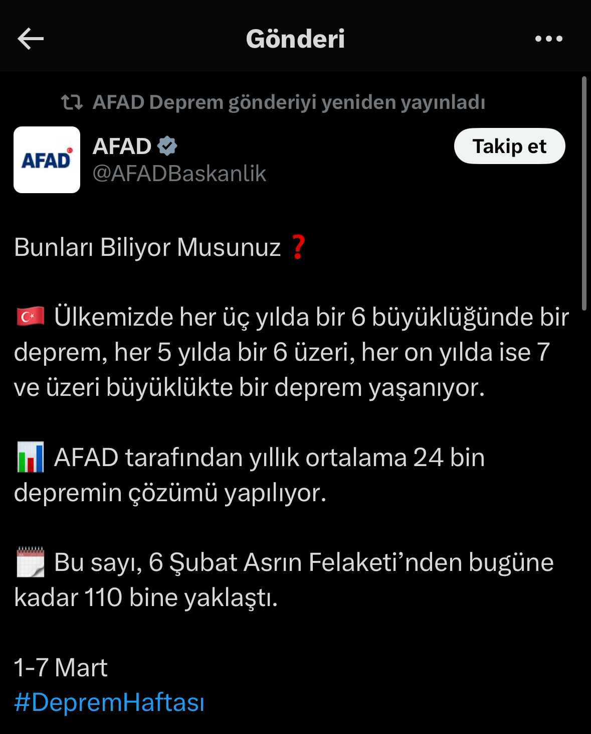 Afad Paylaşım