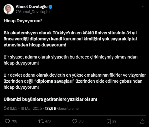 Ahmet Davutoğlu Diploma
