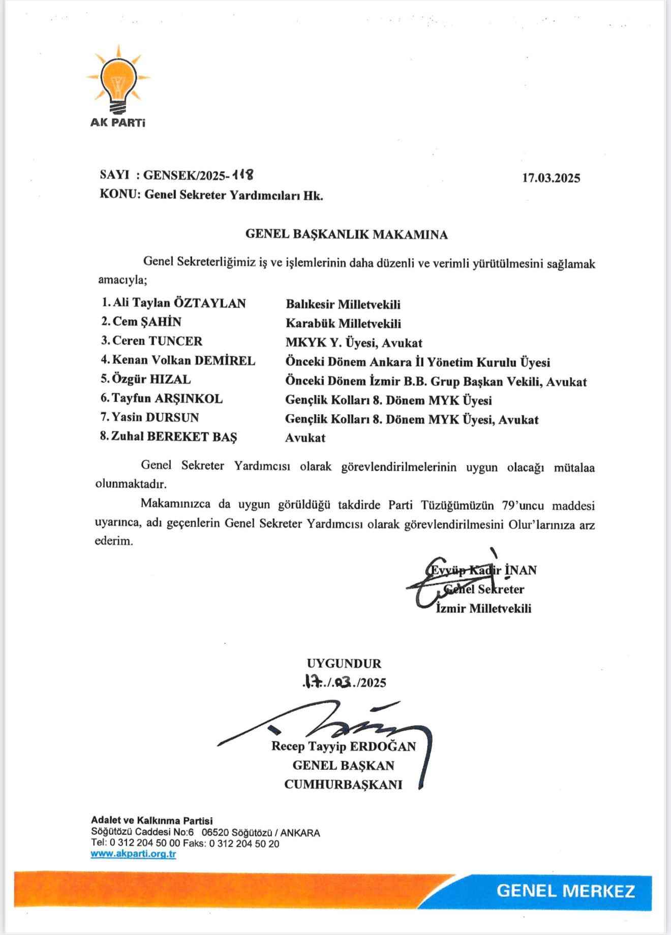 Ak Parti Genel Sekreter Yardımcıları (1)
