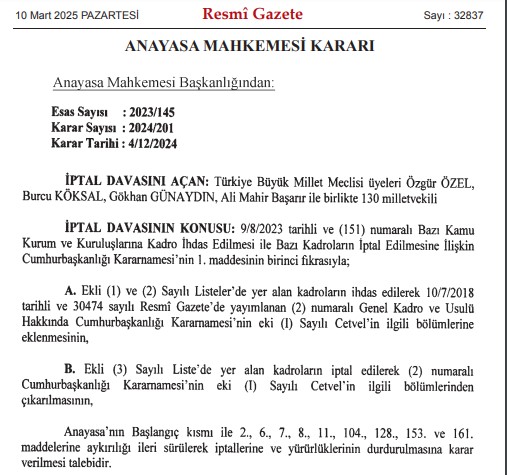 AYM kararını verdi