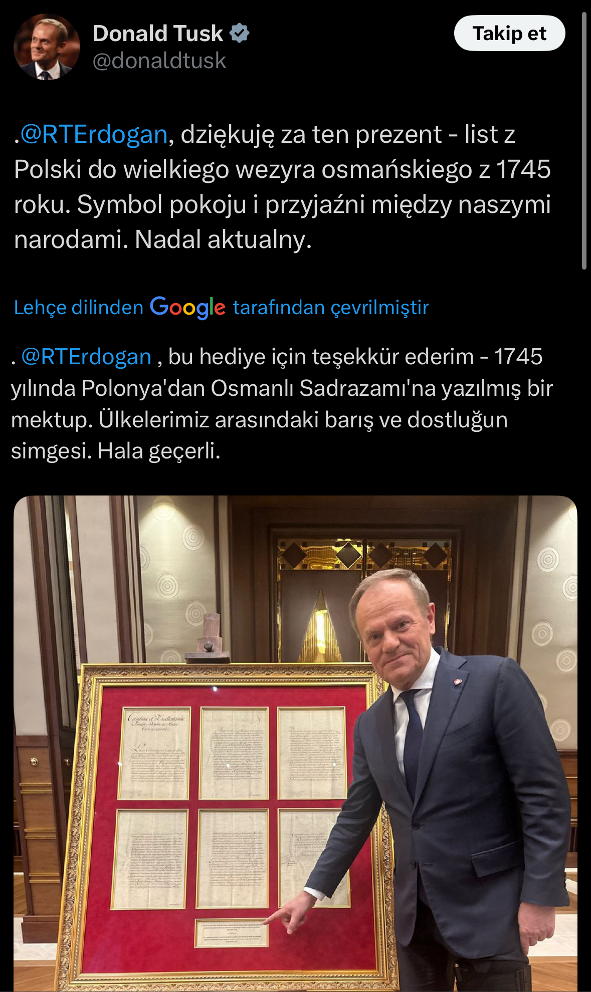 Donald Tusk Mektup