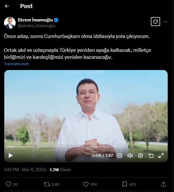 Ekrem İmamoğlu X Hesabı