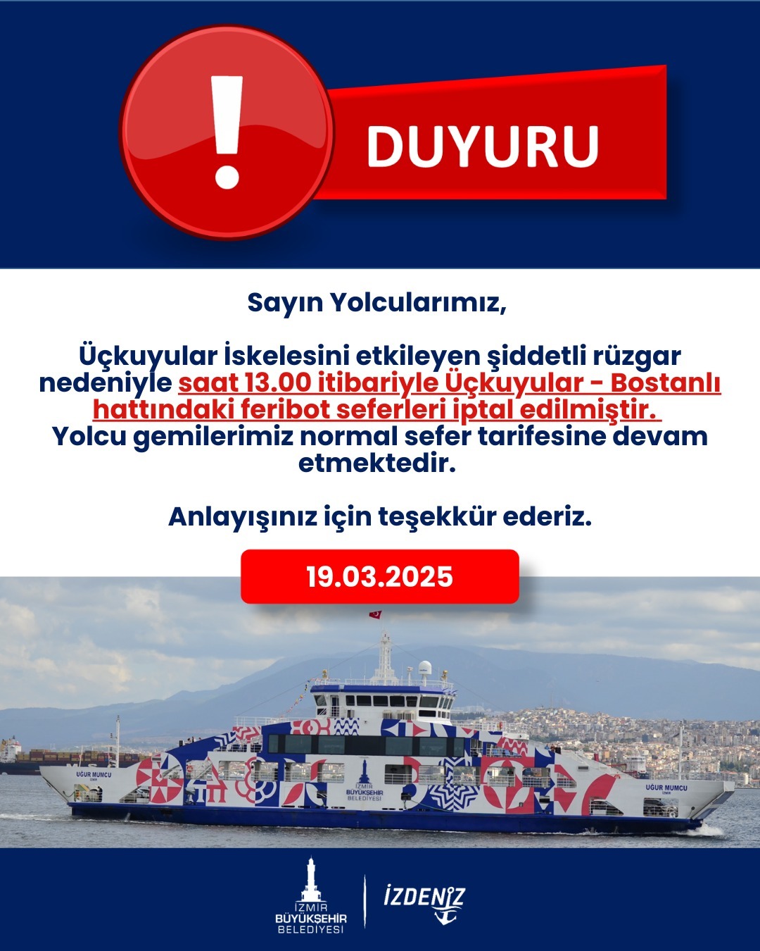 Yolcular bilgilendirildi