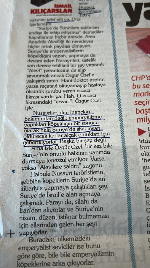 Kılıçarslan'ın yazısına tepkiler artıyor