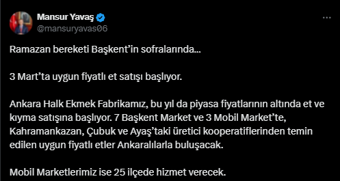 Mansur Yavaş Uygun Fiyatlı Et