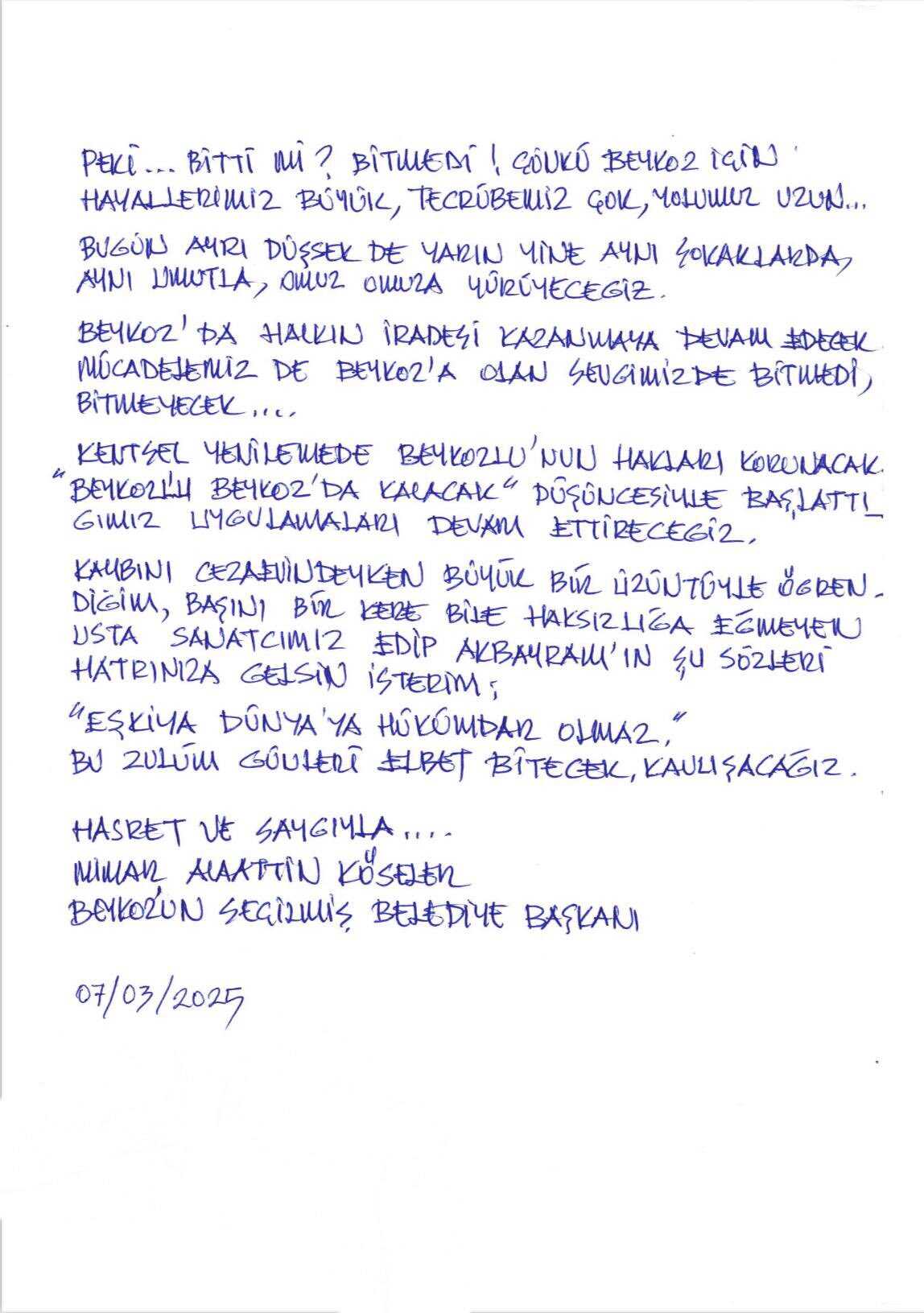 Köseler mektup