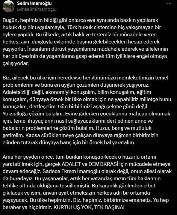 "Hepimiz birbirimize emanetiz"