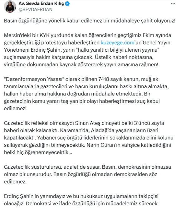 Sevda Erdan Kiliçin X Paylaşimi