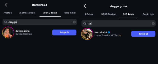 Birbirlerini takip ettiler