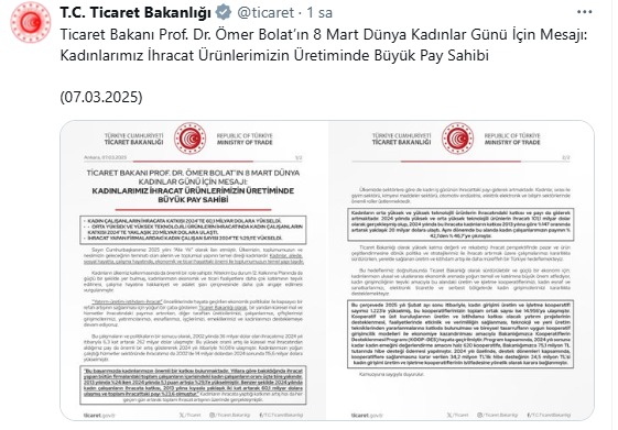 2024 yılı boyunca 620 kadın kooperatifine toplam 75,1 milyon TL hibe desteği
