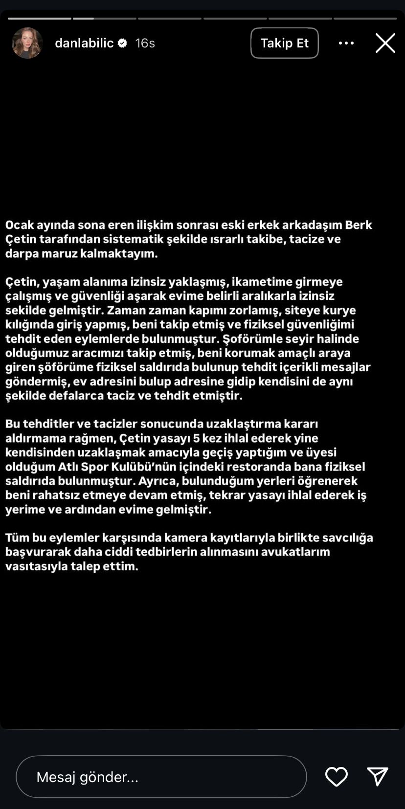 Danla Bilic Darp Açıklaması
