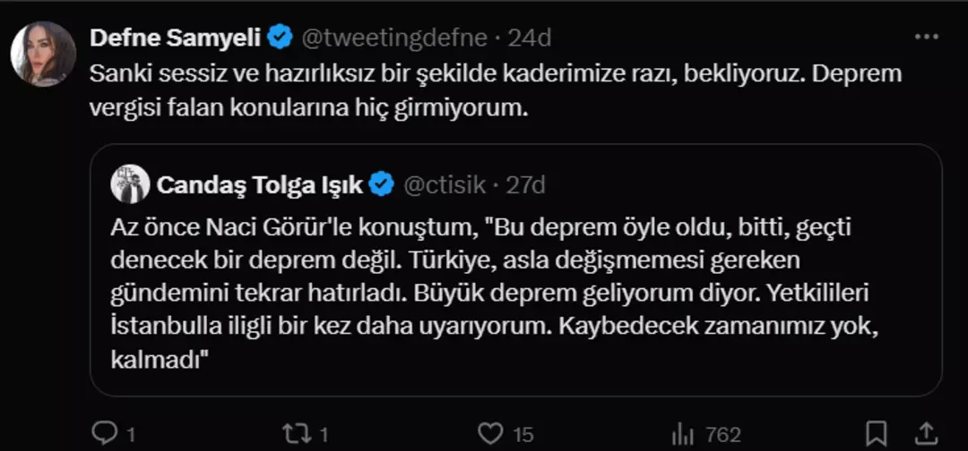  Defne Samyeli’nden Tepki