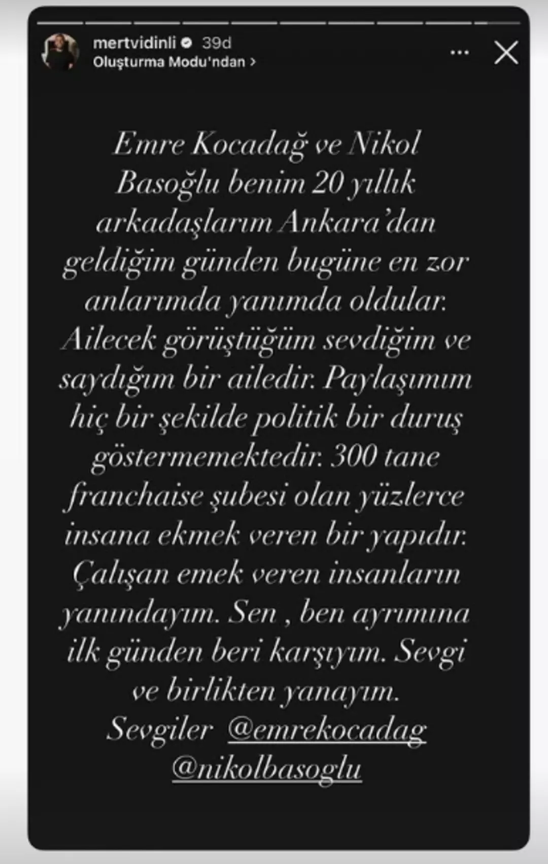 Vidinli’den açıklama geldi