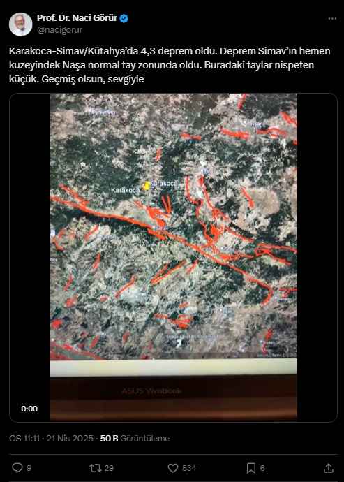 Naci Görür Kütahya Deprem