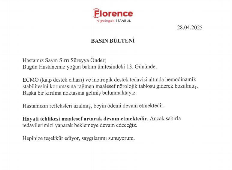 Sırrı Süreyya Hastaneden Yeni Açıklama